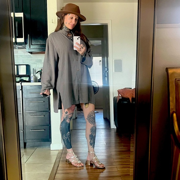 Eileen Fisher Blouse Tunic Linen Blend Size XL Boho Organic Charcoal Gray - Picture 1 of 11